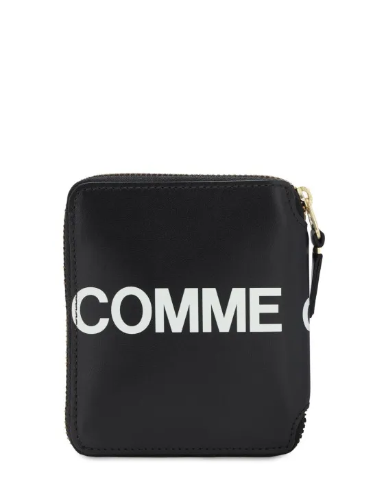 Comme des Garçons Wallet   Huge logo leather zip compact wallet 