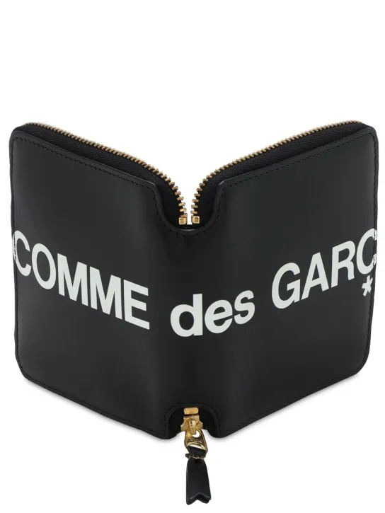 Comme des Garçons Wallet   Huge logo leather zip compact wallet 